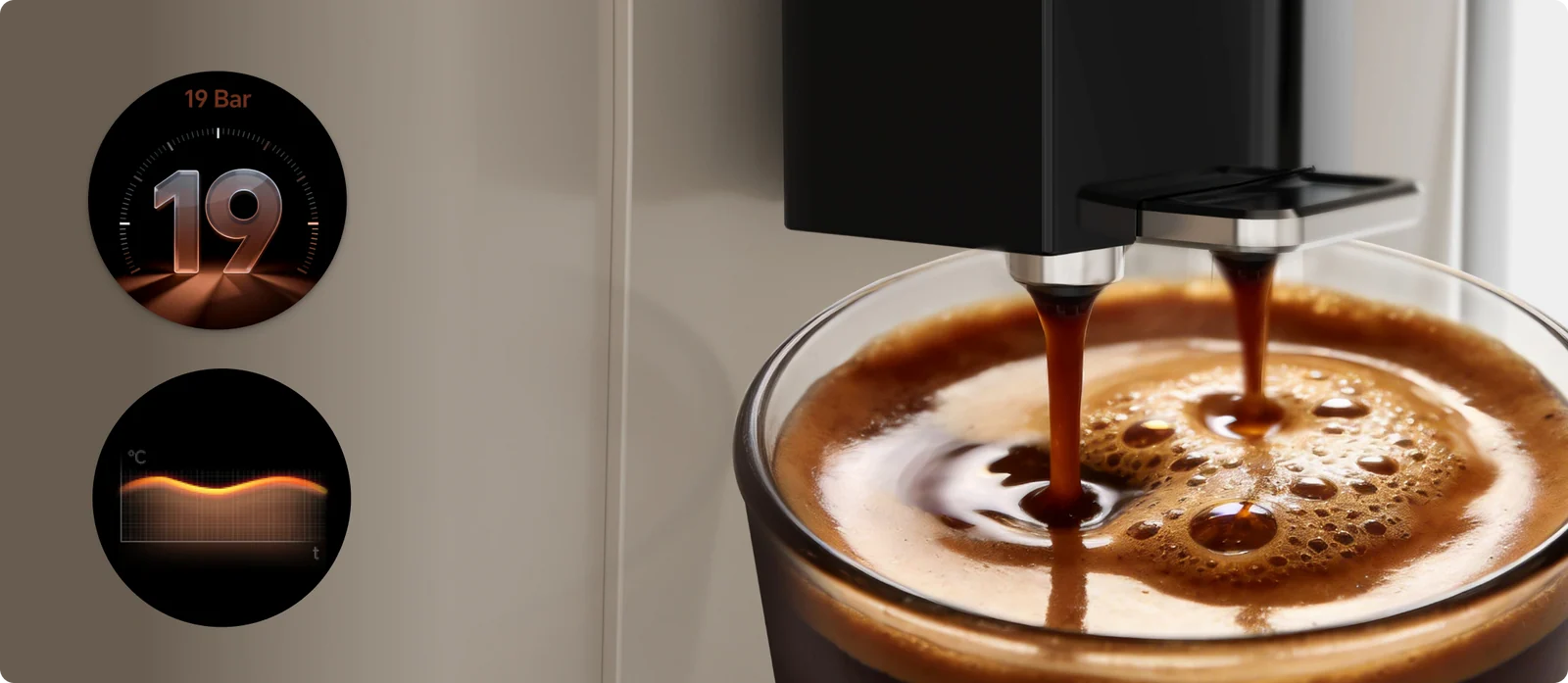 Goldenes, seidig-weiches <br class="coffeemas_c-pc-hide">Extraktionssystem